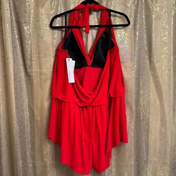 Magicsuit Bianca Rouge Red Swimsuit One Piece Shorts Romper 22W NWT - Picture 2 of 13